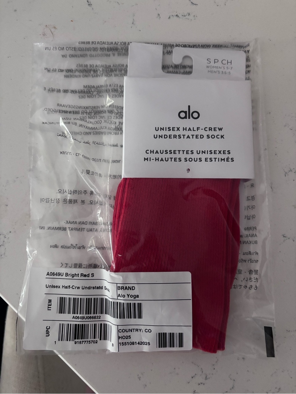 Alo Yoga Unisex Half-Crew Sock - Bright Red
